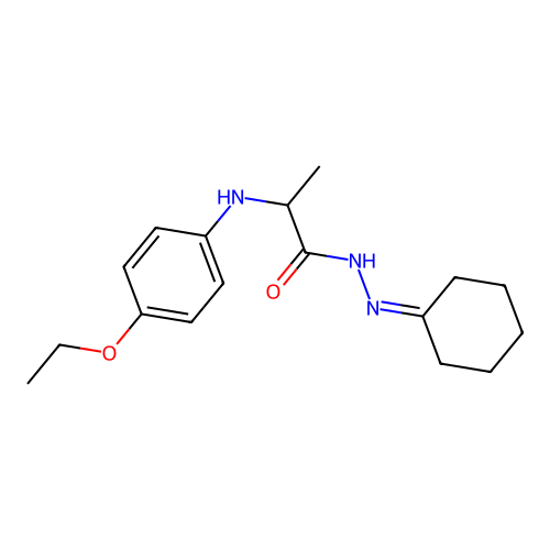 N'-cyclohexylidene-2-(4-ethoxyanilino)propanohydrazide structure