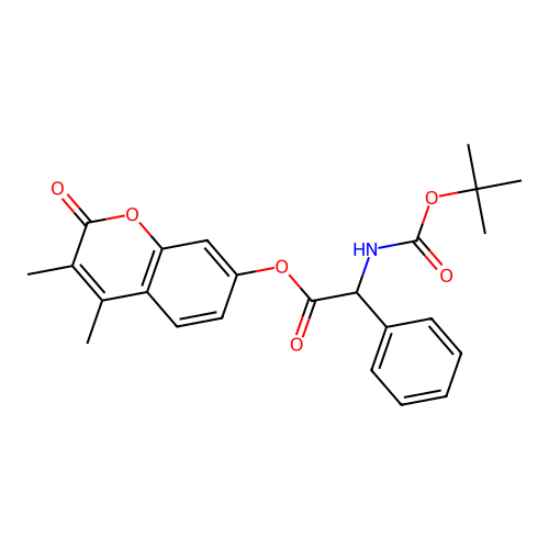 3,4-dimethyl-2-oxo-2H-chromen-7-yl 2-((tert-butoxycarbonyl)amino)-2-phenylacetate structure
