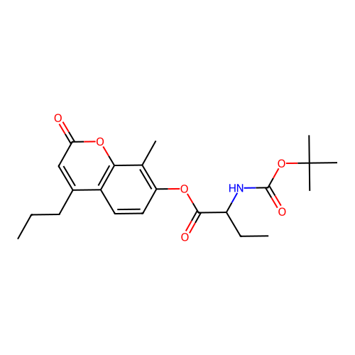 8-methyl-2-oxo-4-propyl-2H-chromen-7-yl 2-((tert-butoxycarbonyl)amino)butanoate structure
