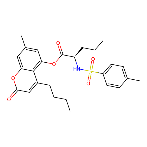 (4-butyl-7-methyl-2-oxochromen-5-yl) (2R)-2-[(4-methylphenyl)sulfonylamino]pentanoate structure