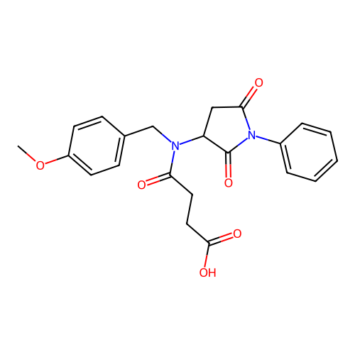 4-((2,5-Dioxo-1-phenylpyrrolidin-3-yl)(4-methoxybenzyl)amino)-4-oxobutanoic acid structure