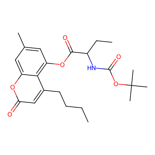 4-butyl-7-methyl-2-oxo-2H-chromen-5-yl 2-((tert-butoxycarbonyl)amino)butanoate structure