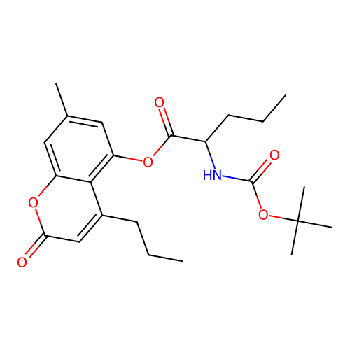 7-methyl-2-oxo-4-propyl-2H-chromen-5-yl 2-((tert-butoxycarbonyl)amino)pentanoate structure