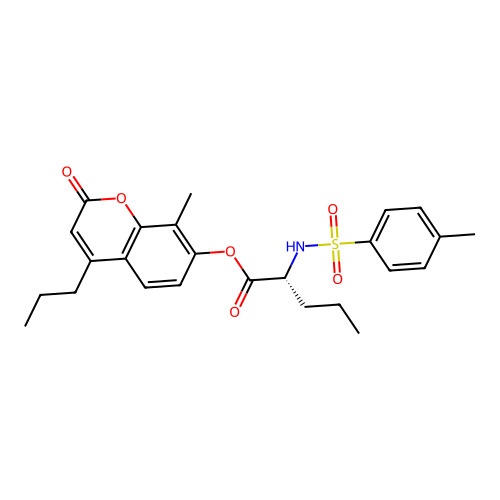 (8-methyl-2-oxo-4-propylchromen-7-yl) (2R)-2-[(4-methylphenyl)sulfonylamino]pentanoate structure