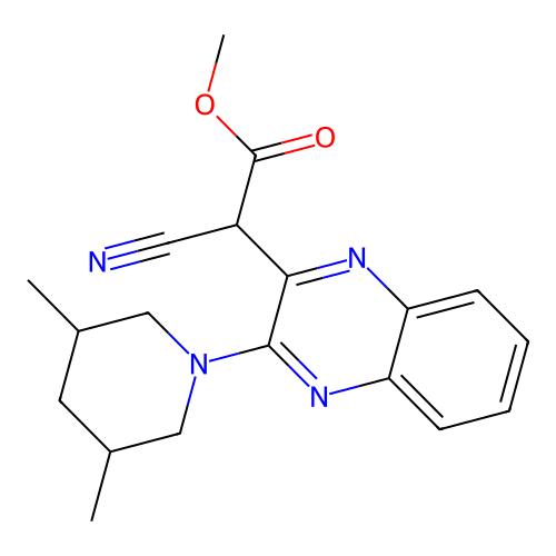 Methyl cyano[3-(3,5-dimethylpiperidin-1-yl)quinoxalin-2-yl]acetate structure