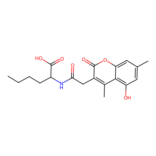 N-[(5-hydroxy-4,7-dimethyl-2-oxo-2H-chromen-3-yl)acetyl]norleucine structure