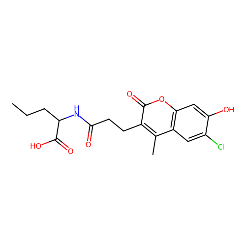 N-[3-(6-chloro-7-hydroxy-4-methyl-2-oxo-2H-chromen-3-yl)propanoyl]norvaline structure