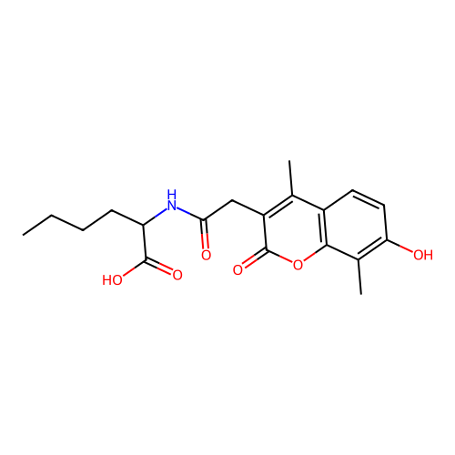 N-[(7-hydroxy-4,8-dimethyl-2-oxo-2H-chromen-3-yl)acetyl]norleucine structure