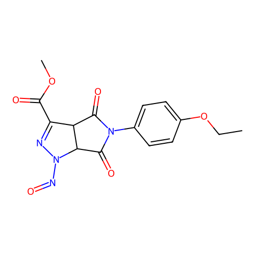 methyl 5-(4-ethoxyphenyl)-1-nitroso-4,6-dioxo-1,3a,4,5,6,6a-hexahydropyrrolo[3,4-c]pyrazole-3-carboxylate structure