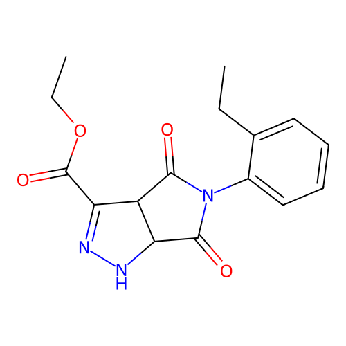 ethyl 5-(2-ethylphenyl)-4,6-dioxo-1,3a,4,5,6,6a-hexahydropyrrolo[3,4-c]pyrazole-3-carboxylate structure