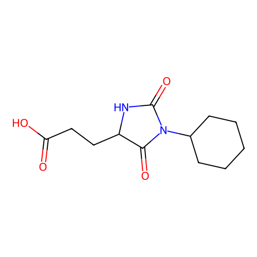 3-(1-Cyclohexyl-2,5-dioxoimidazolidin-4-yl)propanoic acid structure