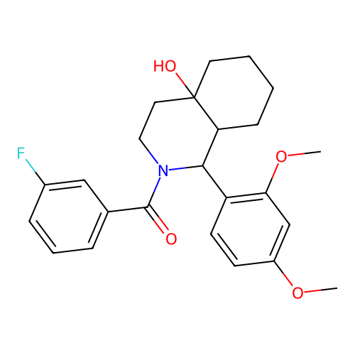 [1-(2,4-dimethoxyphenyl)-4a-hydroxyoctahydroisoquinolin-2(1H)-yl](3-fluorophenyl)methanone structure