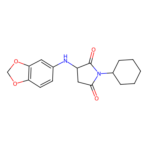 3-(Benzo[d][1,3]dioxol-5-ylamino)-1-cyclohexylpyrrolidine-2,5-dione structure