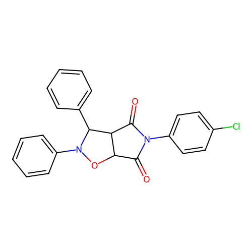 5-(4-chlorophenyl)-2,3-diphenyl-3a,6a-dihydro-3H-pyrrolo[3,4-d][1,2]oxazole-4,6-dione structure