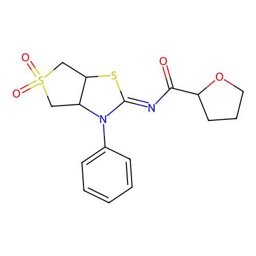 (Z)-N-(5,5-dioxido-3-phenyltetrahydrothieno[3,4-d]thiazol-2(3H)-ylidene)tetrahydrofuran-2-carboxamide structure
