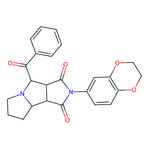 2-(2,3-dihydro-1,4-benzodioxin-6-yl)-4-(phenylcarbonyl)hexahydropyrrolo[3,4-a]pyrrolizine-1,3(2H,4H)-dione structure