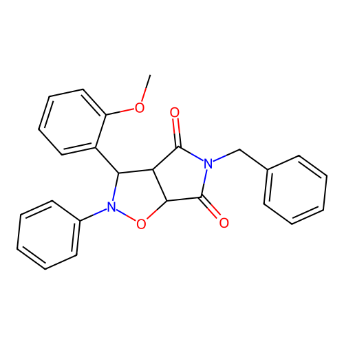 5-benzyl-3-(2-methoxyphenyl)-2-phenyl-3a,6a-dihydro-3H-pyrrolo[3,4-d][1,2]oxazole-4,6-dione structure