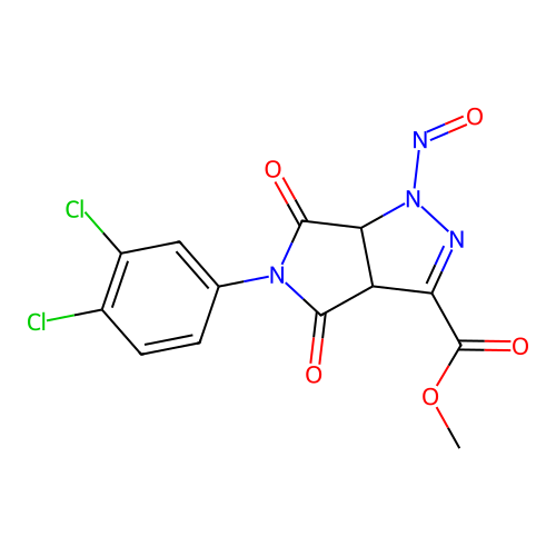 methyl 5-(3,4-dichlorophenyl)-1-nitroso-4,6-dioxo-1,3a,4,5,6,6a-hexahydropyrrolo[3,4-c]pyrazole-3-carboxylate structure