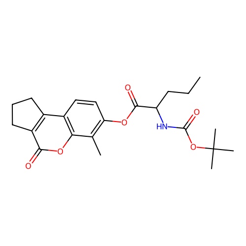 6-methyl-4-oxo-1,2,3,4-tetrahydrocyclopenta[c]chromen-7-yl 2-((tert-butoxycarbonyl)amino)pentanoate structure