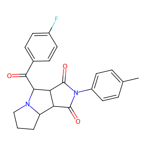 4-[(4-fluorophenyl)carbonyl]-2-(4-methylphenyl)hexahydropyrrolo[3,4-a]pyrrolizine-1,3(2H,4H)-dione structure