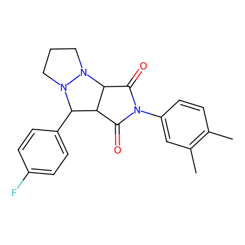 2-(3,4-dimethylphenyl)-9-(4-fluorophenyl)hexahydro-1H-pyrazolo[1,2-a]pyrrolo[3,4-c]pyrazole-1,3(2H)-dione structure