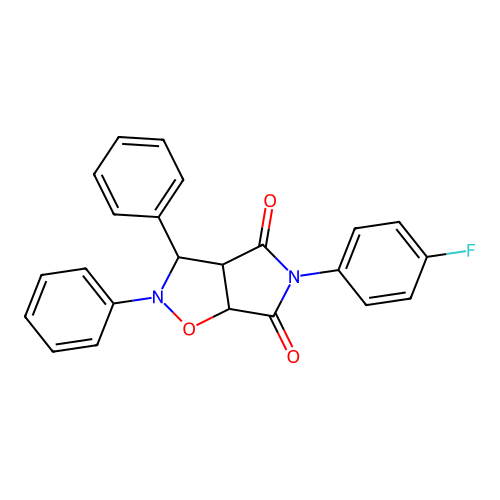 5-(4-fluorophenyl)-2,3-diphenyl-3a,6a-dihydro-3H-pyrrolo[3,4-d][1,2]oxazole-4,6-dione structure