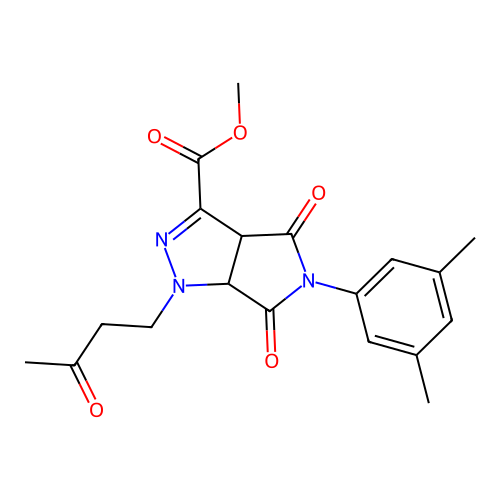 methyl 5-(3,5-dimethylphenyl)-4,6-dioxo-1-(3-oxobutyl)-1,3a,4,5,6,6a-hexahydropyrrolo[3,4-c]pyrazole-3-carboxylate structure