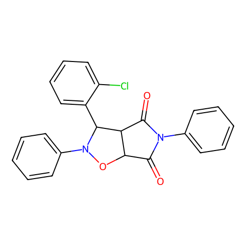 3-(2-chlorophenyl)-2,5-diphenyl-3a,6a-dihydro-3H-pyrrolo[3,4-d][1,2]oxazole-4,6-dione structure