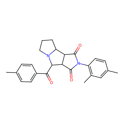 2-(2,4-dimethylphenyl)-4-(4-methylbenzoyl)-4,6,7,8,8a,8b-hexahydro-3aH-pyrrolo[3,4-a]pyrrolizine-1,3-dione structure