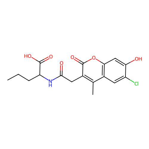 N-[(6-chloro-7-hydroxy-4-methyl-2-oxo-2H-chromen-3-yl)acetyl]norvaline structure