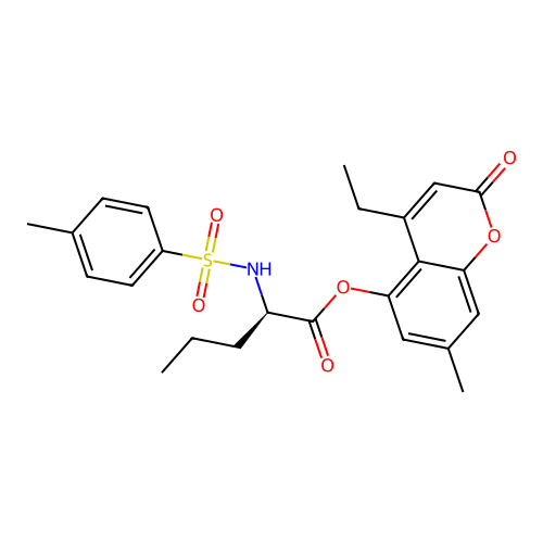 (4-ethyl-7-methyl-2-oxochromen-5-yl) (2R)-2-[(4-methylphenyl)sulfonylamino]pentanoate structure