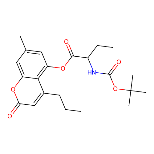 7-methyl-2-oxo-4-propyl-2H-chromen-5-yl 2-((tert-butoxycarbonyl)amino)butanoate structure