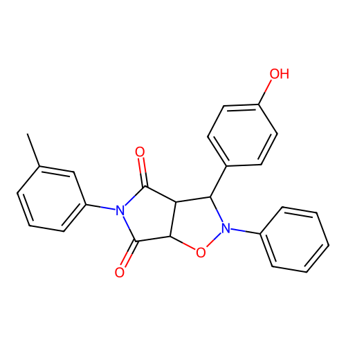 3-(4-hydroxyphenyl)-2-phenyl-5-(m-tolyl)dihydro-2H-pyrrolo[3,4-d]isoxazole-4,6(5H,6aH)-dione structure
