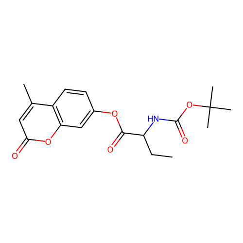 4-methyl-2-oxo-2H-chromen-7-yl 2-((tert-butoxycarbonyl)amino)butanoate structure