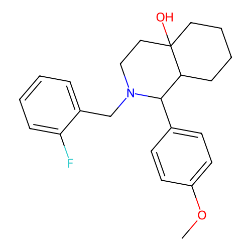 2-(2-fluorobenzyl)-1-(4-methoxyphenyl)octahydroisoquinolin-4a(2H)-ol structure