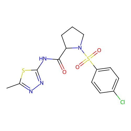 1-[(4-chlorophenyl)sulfonyl]-N-(5-methyl-1,3,4-thiadiazol-2-yl)prolinamide structure