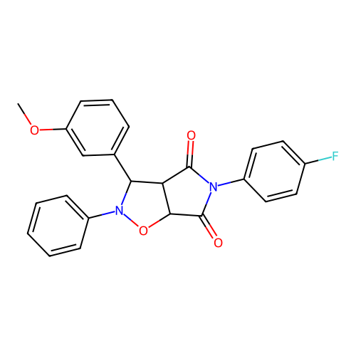 5-(4-fluorophenyl)-3-(3-methoxyphenyl)-2-phenyl-3a,6a-dihydro-3H-pyrrolo[3,4-d][1,2]oxazole-4,6-dione structure