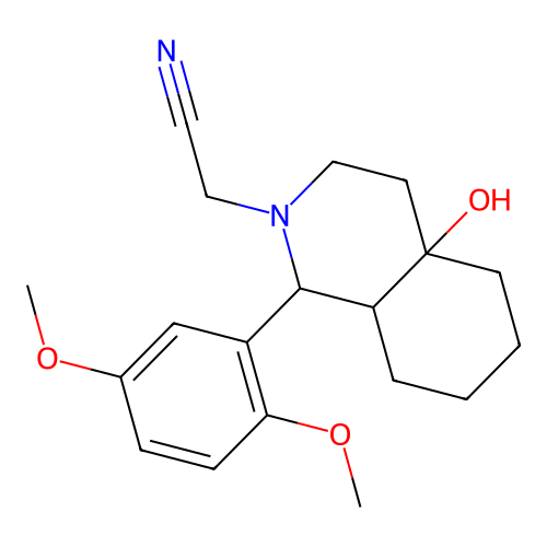 [1-(2,5-dimethoxyphenyl)-4a-hydroxyoctahydroisoquinolin-2(1H)-yl]acetonitrile structure