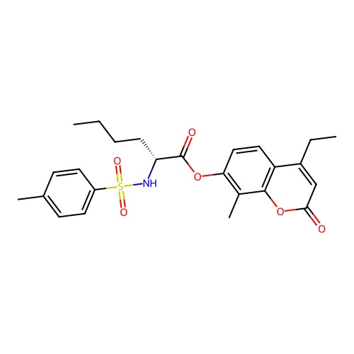 (4-ethyl-8-methyl-2-oxochromen-7-yl) (2R)-2-[(4-methylphenyl)sulfonylamino]hexanoate structure