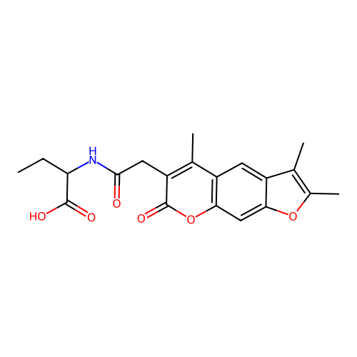 2-(2-(2,3,5-trimethyl-7-oxo-7H-furo[3,2-g]chromen-6-yl)acetamido)butanoic acid structure