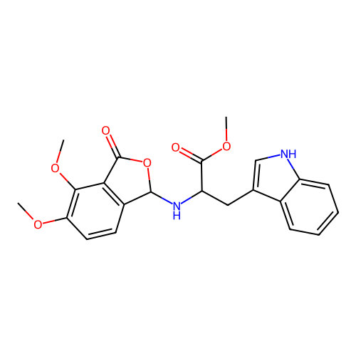 methyl N-(4,5-dimethoxy-3-oxo-1,3-dihydro-2-benzofuran-1-yl)tryptophanate structure