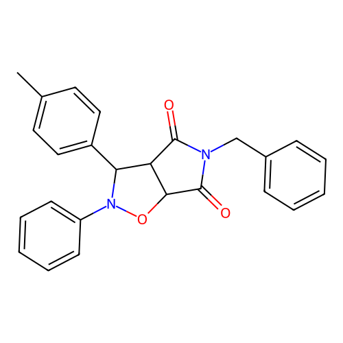 5-benzyl-2-phenyl-3-(p-tolyl)dihydro-2H-pyrrolo[3,4-d]isoxazole-4,6(5H,6aH)-dione structure