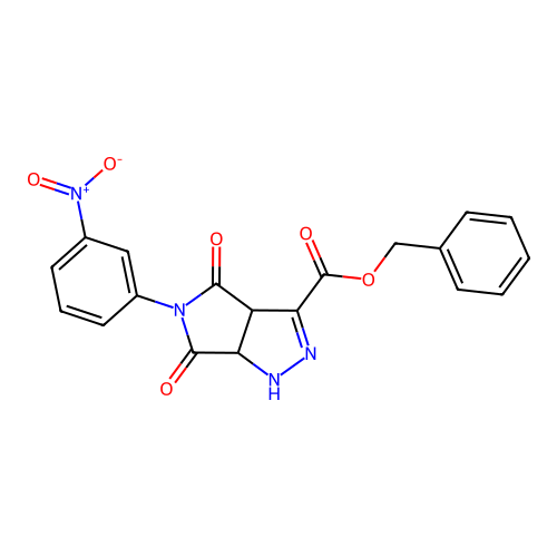 benzyl 5-(3-nitrophenyl)-4,6-dioxo-1,3a,4,5,6,6a-hexahydropyrrolo[3,4-c]pyrazole-3-carboxylate structure