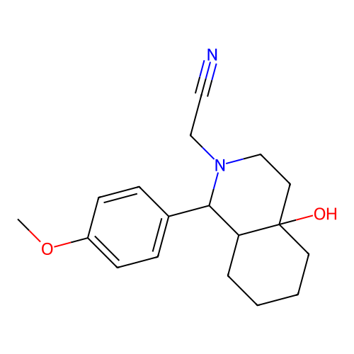 [4a-hydroxy-1-(4-methoxyphenyl)octahydroisoquinolin-2(1H)-yl]acetonitrile structure