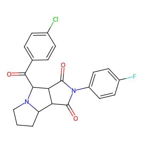 4-[(4-chlorophenyl)carbonyl]-2-(4-fluorophenyl)hexahydropyrrolo[3,4-a]pyrrolizine-1,3(2H,4H)-dione structure