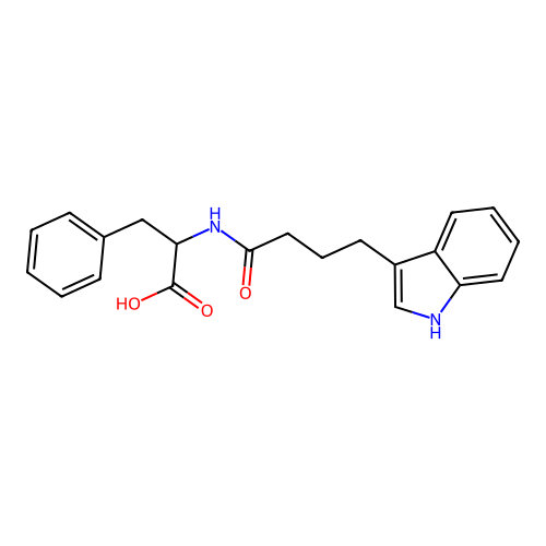 N-[4-(1H-indol-3-yl)butanoyl]phenylalanine structure
