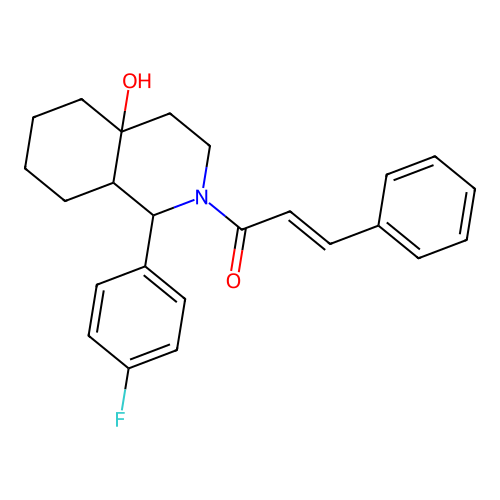 (2E)-1-[1-(4-fluorophenyl)-4a-hydroxyoctahydroisoquinolin-2(1H)-yl]-3-phenylprop-2-en-1-one structure