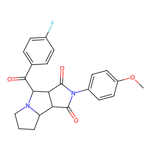 4-[(4-fluorophenyl)carbonyl]-2-(4-methoxyphenyl)hexahydropyrrolo[3,4-a]pyrrolizine-1,3(2H,4H)-dione structure