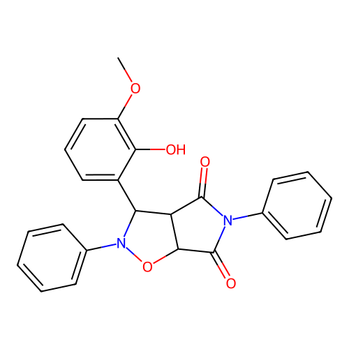 3-(2-hydroxy-3-methoxyphenyl)-2,5-diphenyl-3a,6a-dihydro-3H-pyrrolo[3,4-d][1,2]oxazole-4,6-dione structure