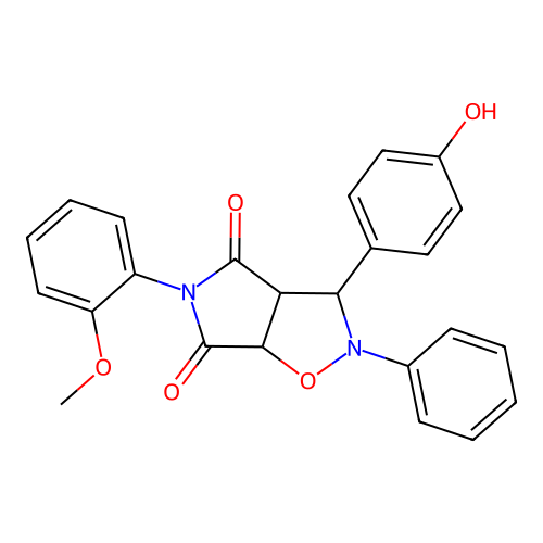 3-(4-hydroxyphenyl)-5-(2-methoxyphenyl)-2-phenyl-3a,6a-dihydro-3H-pyrrolo[3,4-d][1,2]oxazole-4,6-dione structure